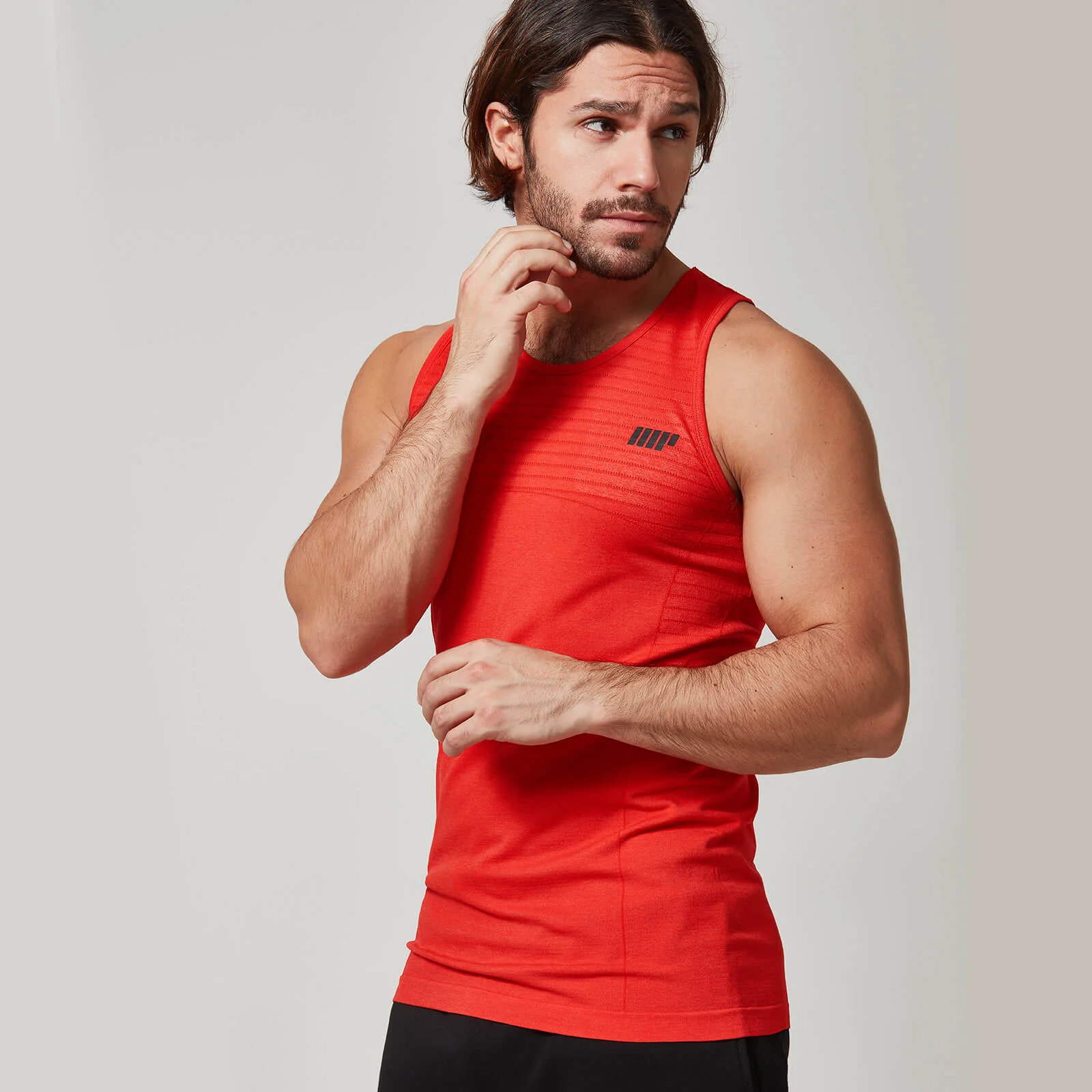 Ανδρικό Αμάνικο Μπλουζάκι Myprotein Χωρίς Ραφές – Μαύρο - S - Κόκκινο Εικόνα 1