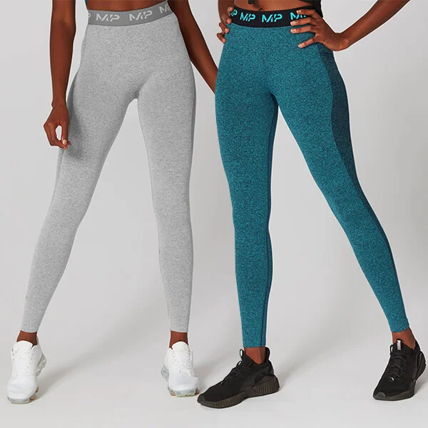 MP Women's Black Friday Limited Edition Curve Leggings - Silver/Lagoon (2 Pack) - XS Εικόνα 1