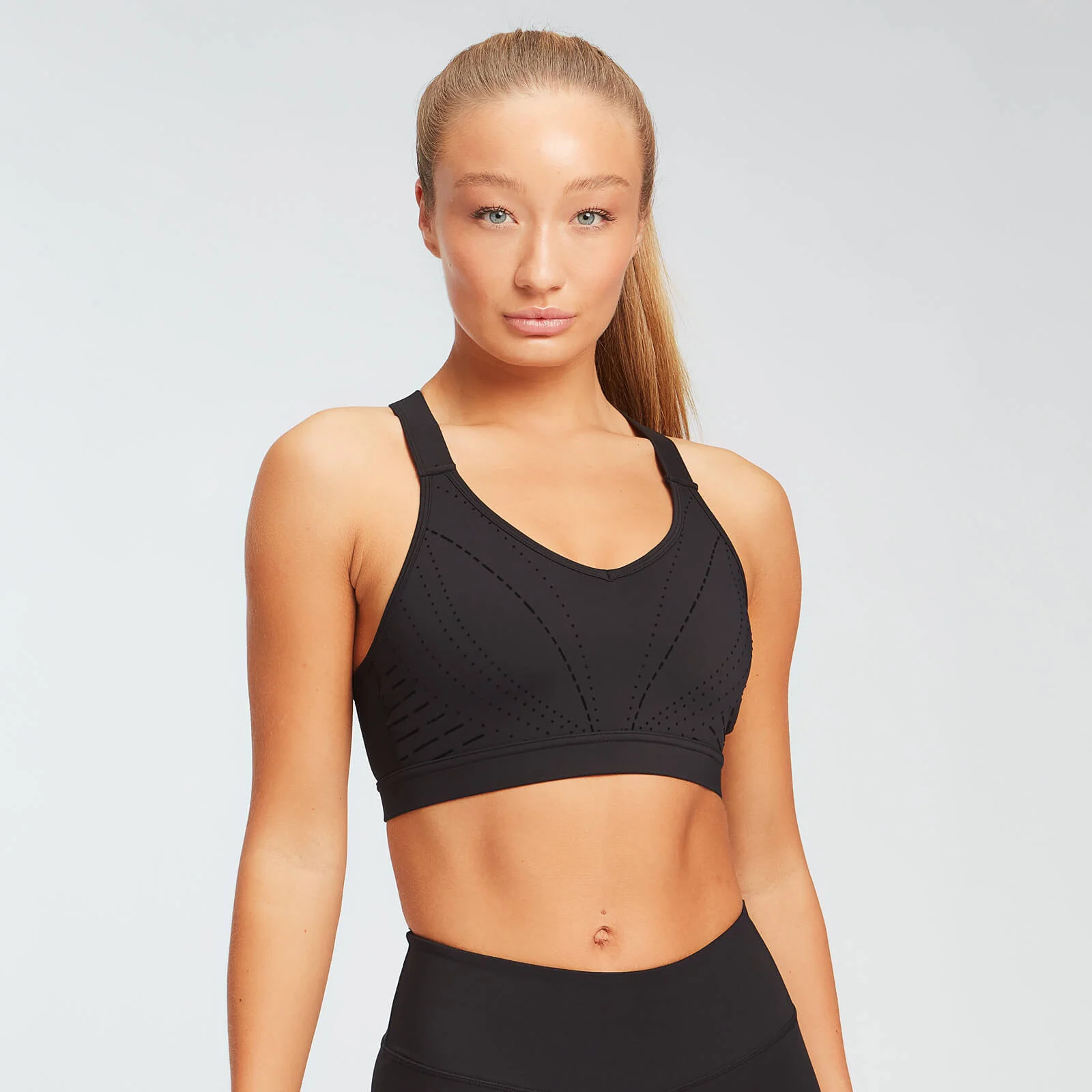 Γυναικείο σουτιέν με γεωμετρικό σχέδιο MP Placement - Μαύρο - XS Εικόνα 1