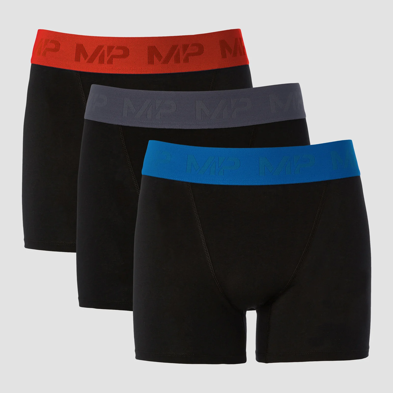 MP Men's Coloured Waistband Boxers (3 Pack) - Black/Graphite/True Blue/Fire - XXS Εικόνα 1