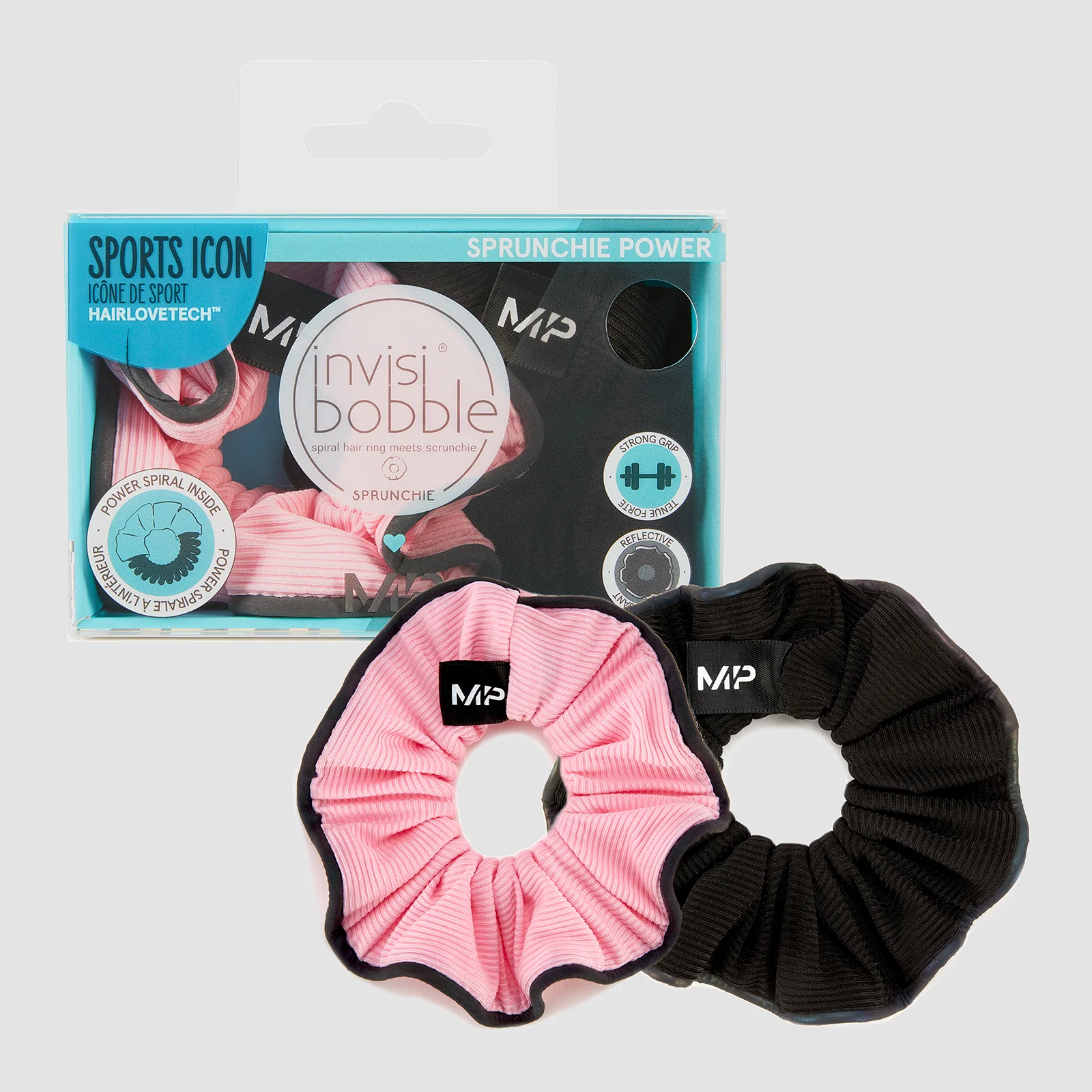 MP X Invisibobble® Reflective Power Sprunchie - Μαύρο/Ροζ - ΣΕΤ ΤΩΝ 2 Εικόνα 1