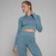 Γυναικείο Crop Top Ριμπ MP Tempo Με Φερμουάρ 1/4 Χωρίς Ραφές - Graphine Blue