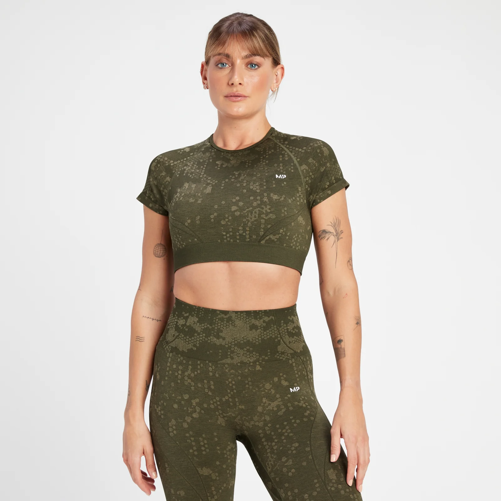 Γυναικείο Crop Top MP Adapt Seamless Pattern - Olive Green - XS Εικόνα 1