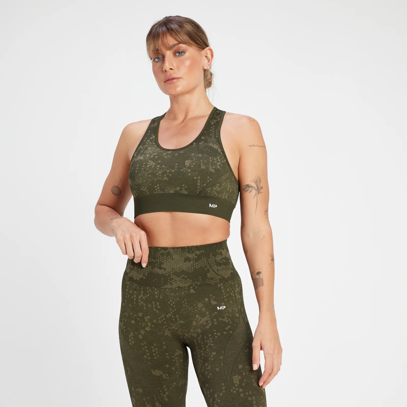 Γυναικείο Αθλητικό Σουτιέν MP Adapt Seamless Pattern - Olive Green - XS Εικόνα 1