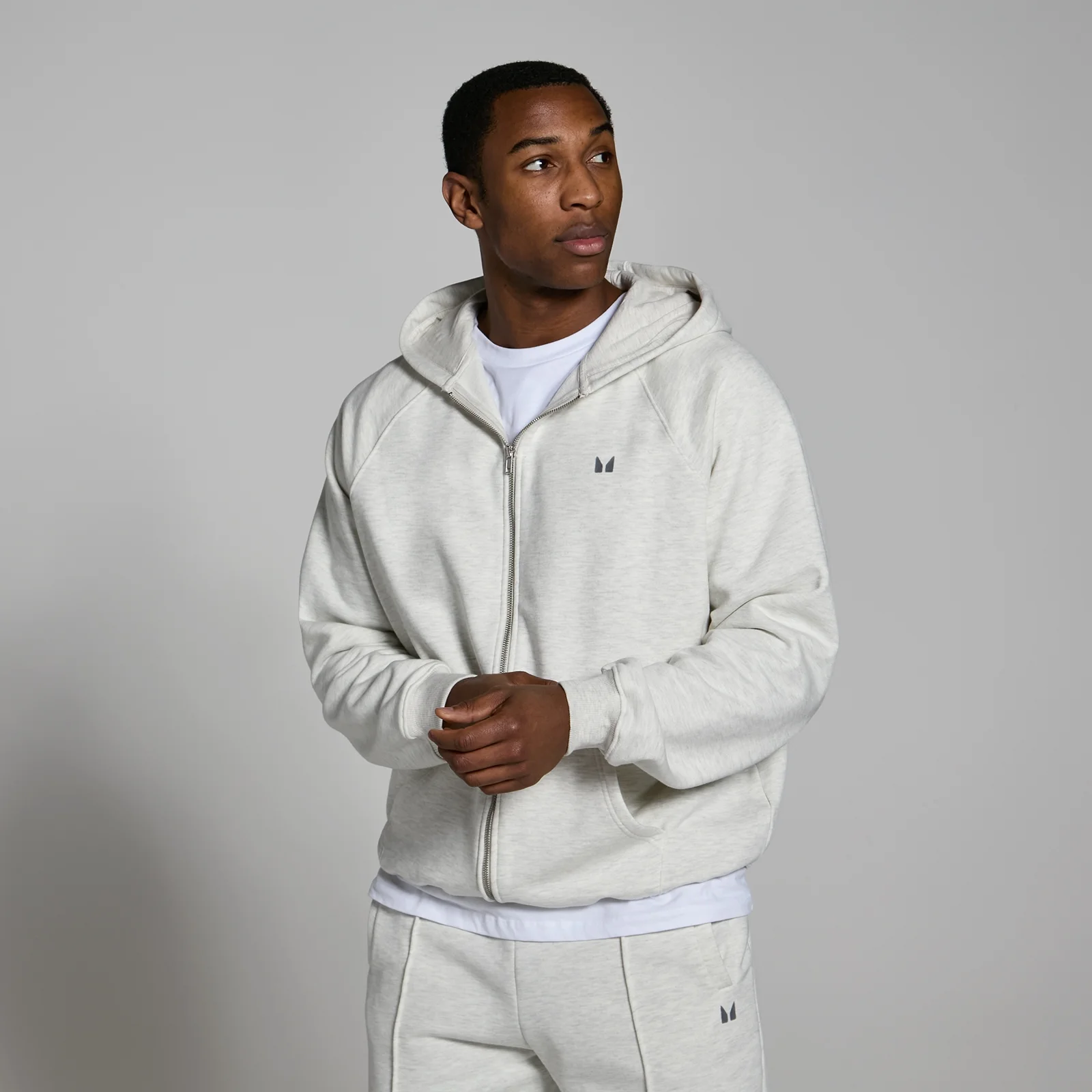 Ανδρικό Φούτερ Heavyweight Με Κουκούλα Και Φερμουάρ MP Lifestyle - Light Grey Marl - XS Εικόνα 1