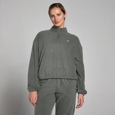 Γυναικείο Πουλόβερ Fleece MP Με Στρόγγυλη Κλειστή Λαιμόκοψη Και Με Φερμουάρ 1/4 - Gunmetal
