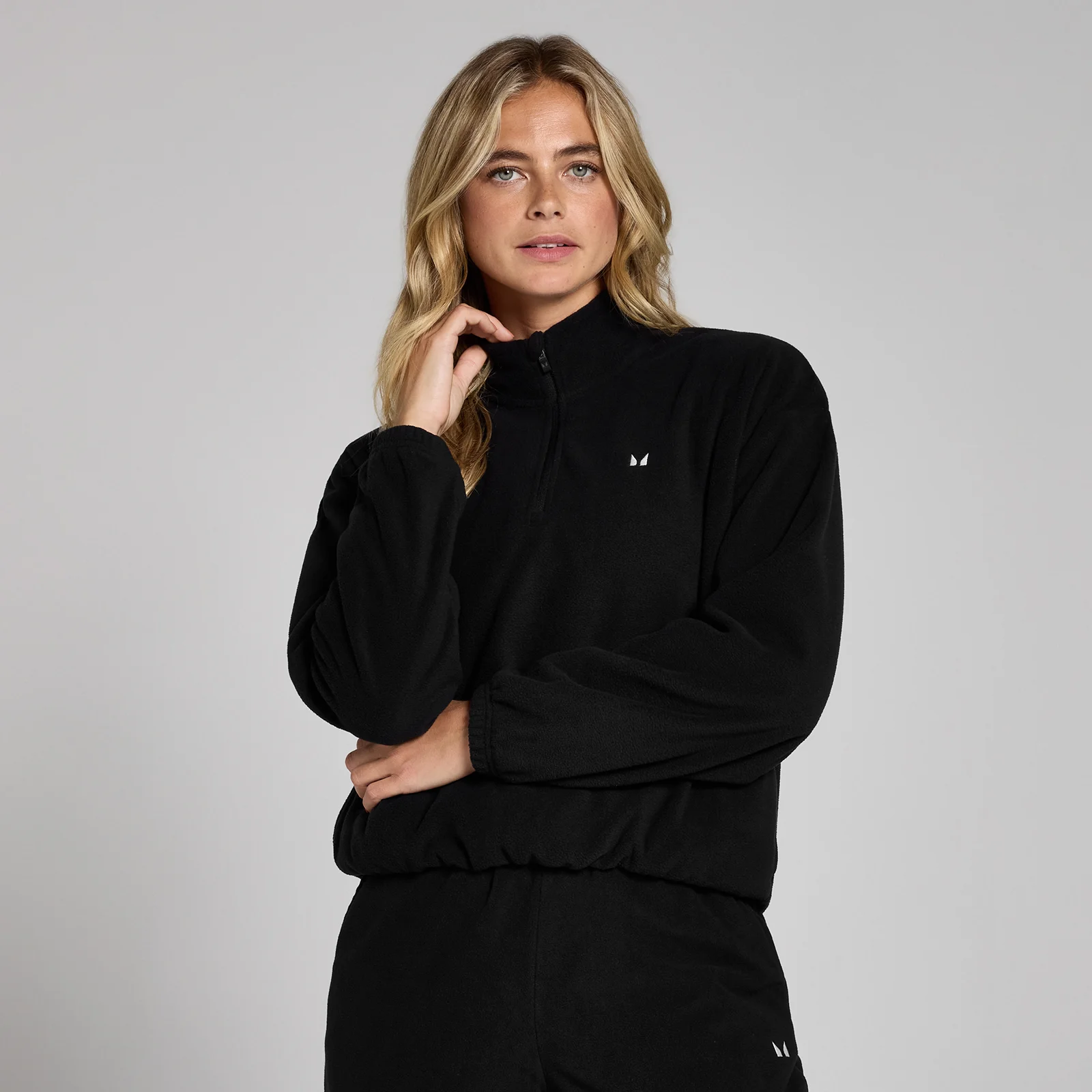 Γυναικείο Πουλόβερ Fleece MP Με Στρόγγυλη Κλειστή Λαιμόκοψη Και Με Φερμουάρ 1/4 - Μαύρο - M Εικόνα 1