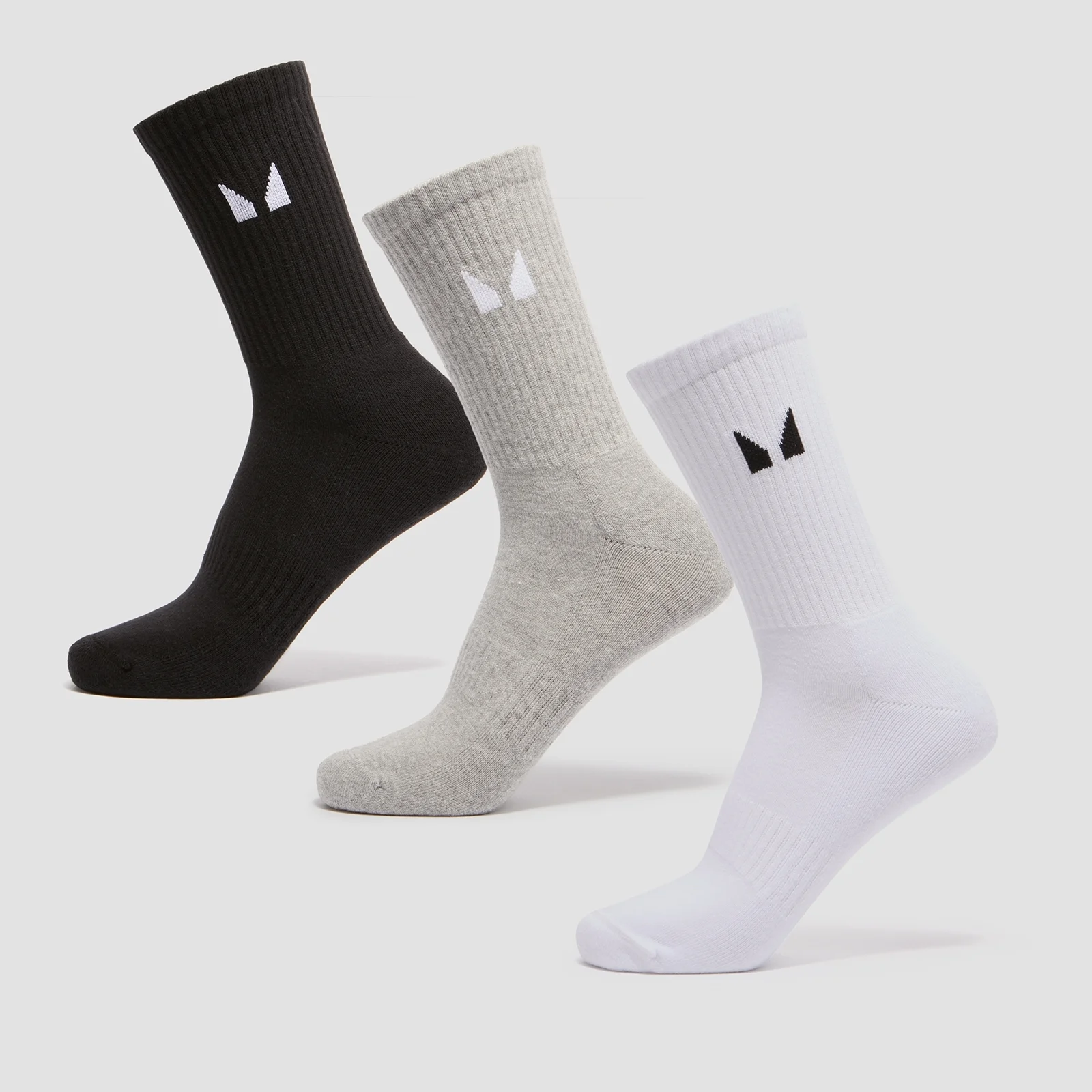 MP Unisex Crew Socks (3 Pack) - White/Black/Grey Marl - UK 2-5 Εικόνα 1