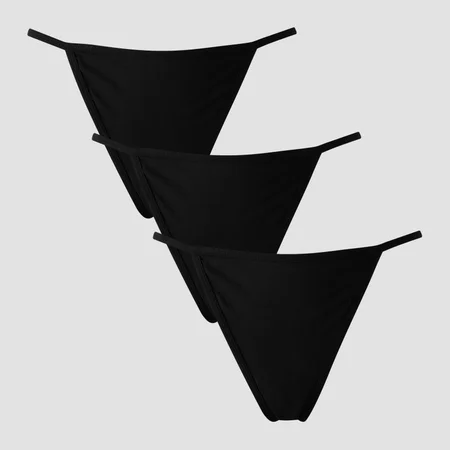 Γυναικείο G-String MP Με Κανονική Μέση (Σετ των 3) - Μαύρο