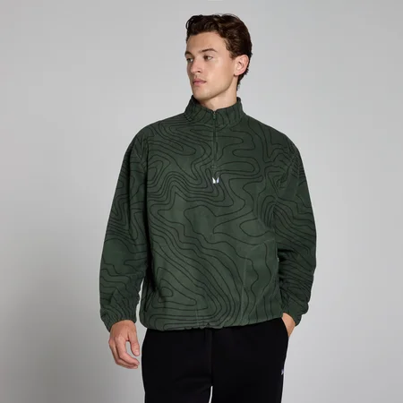 Ανδρικό Πουλόβερ Fleece MP Με Τύπωμα Με Φερμουάρ 1/4 - Πράσινο του δάσους