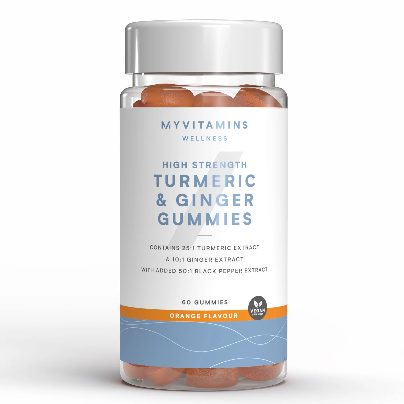 Ζελεδάκια κουρκουμάς και τζίντζερ - 60GUMMIES, 30servings - Orange (High Strength) Εικόνα 1