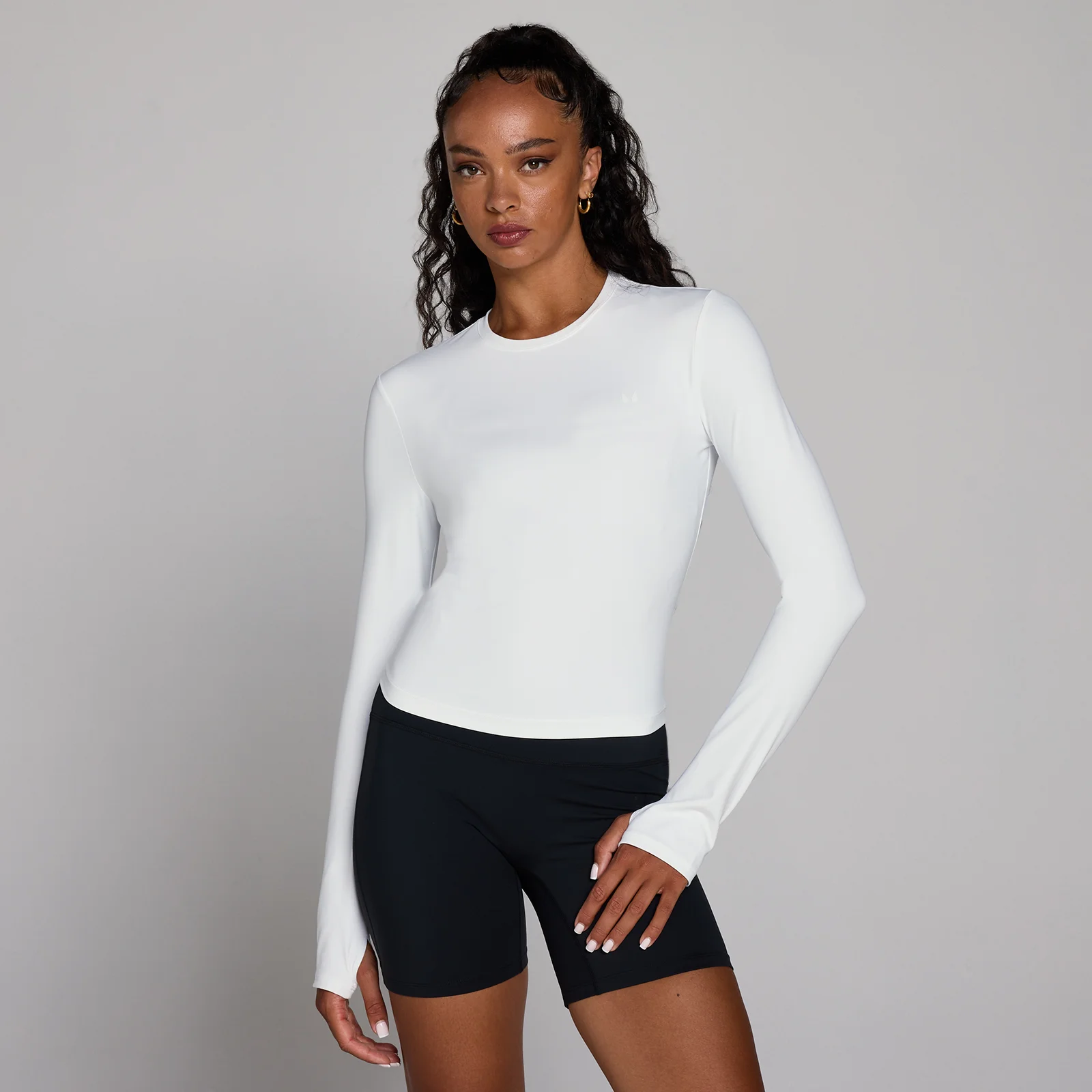 MP Women's Tempo Long Sleeve Top With Thumbholes - White - White - M Εικόνα 1
