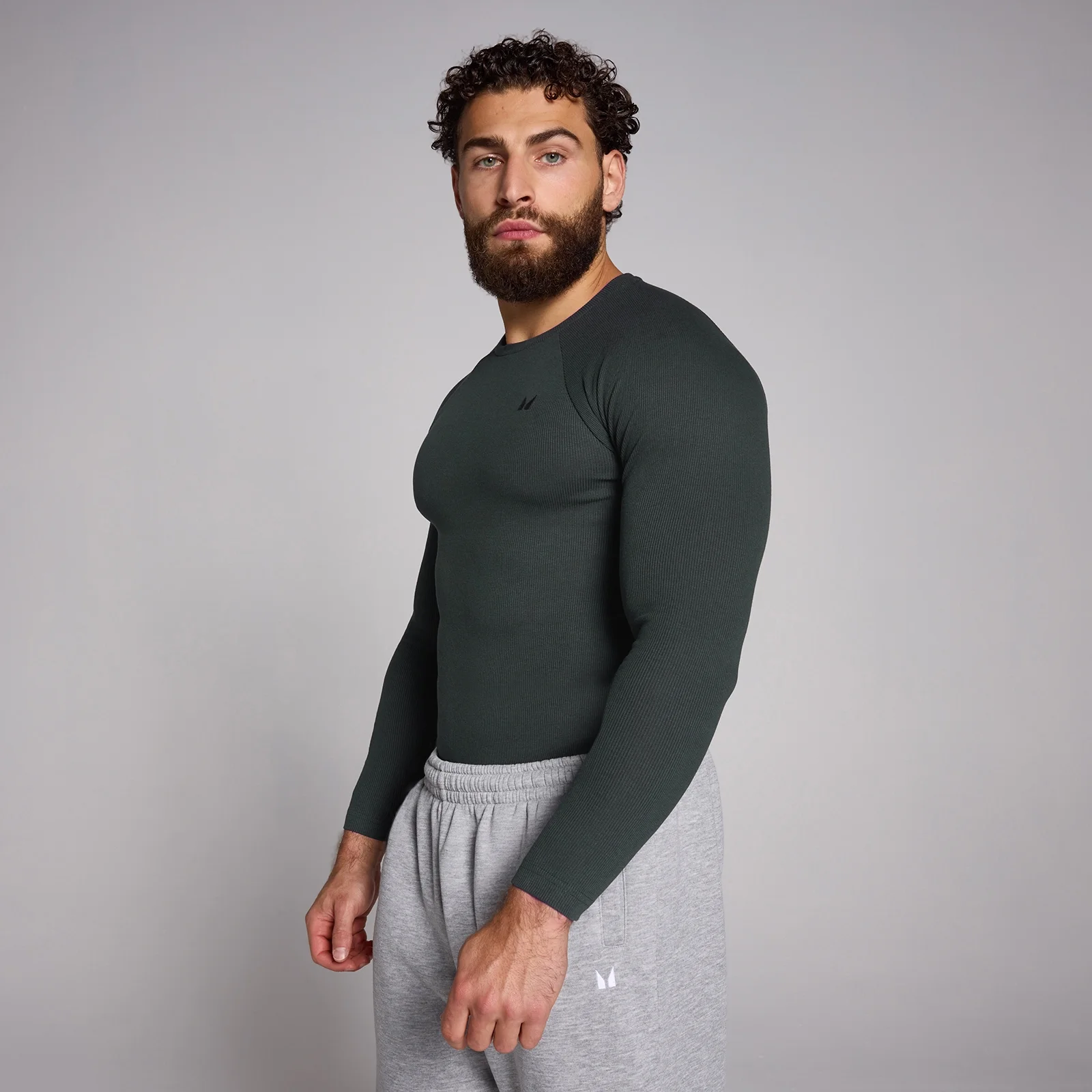 Ανδρικό Μακρυμάνικο Μπλουζάκι Ριμπ MP Origin Muscle Fit - Ξεβαμμένο μαύρο - M Εικόνα 1