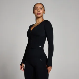 MP Γυναικείο Tempo Cropped Μπουφάν Χωρίς Ραφές - Μαύρο - Size XS