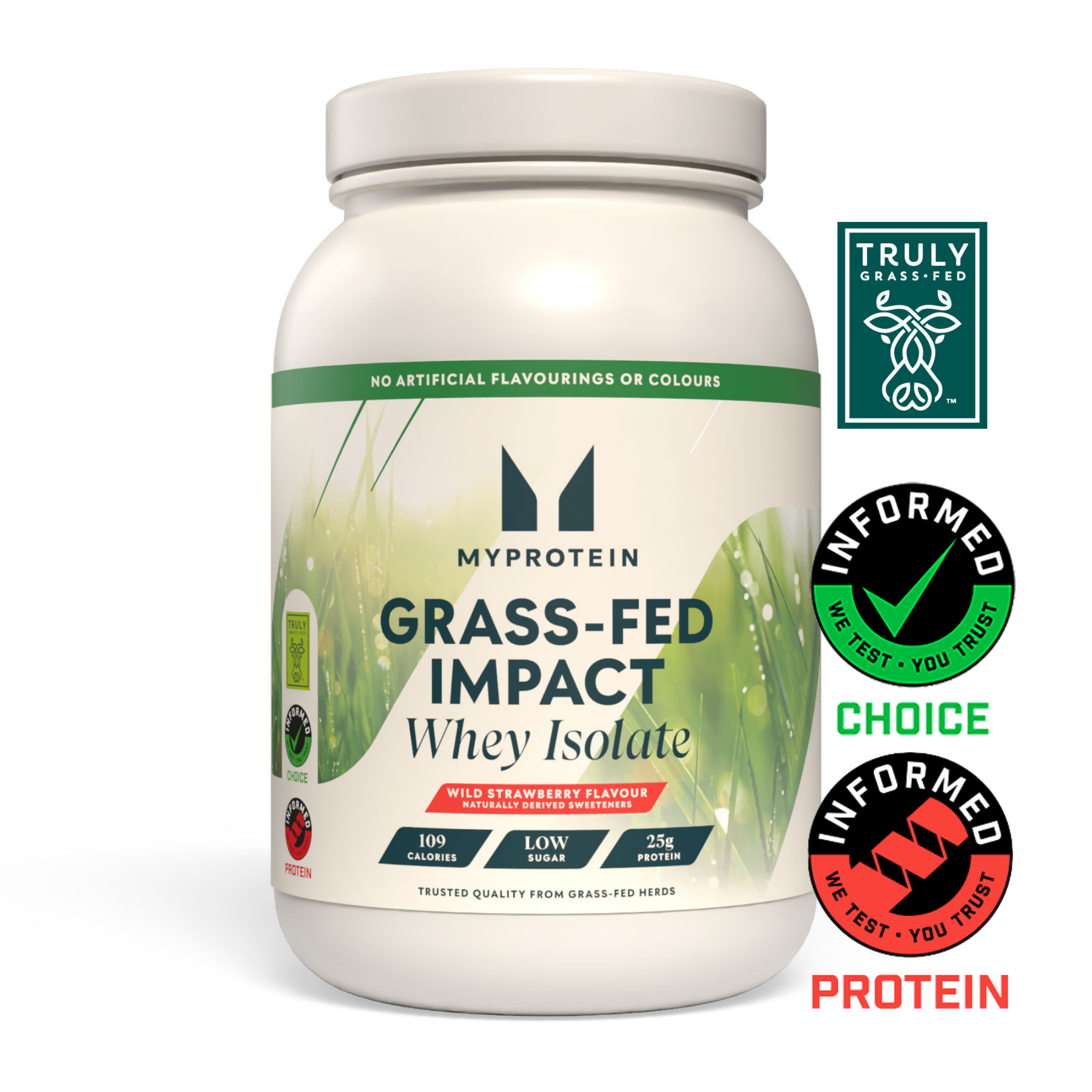 Myprotein Impact Whey Isolate, Grass Fed Wild Strawberry (naturally derived sweeteners), 1kg Εικόνα 1