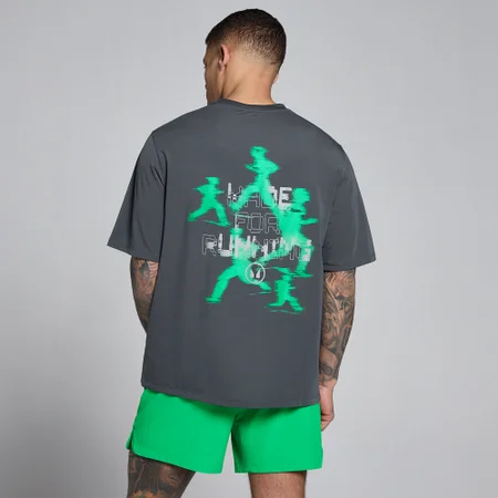 MP Men's Velocity Graphic Cotton Modal T-Shirt - Dark Grey / Green