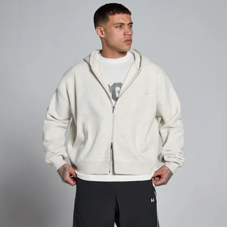 MP Ανδρικό Φούτερ Lift Oversized Loopback 2 Way Zip - Κρεμ Γκρι Μελανζέ