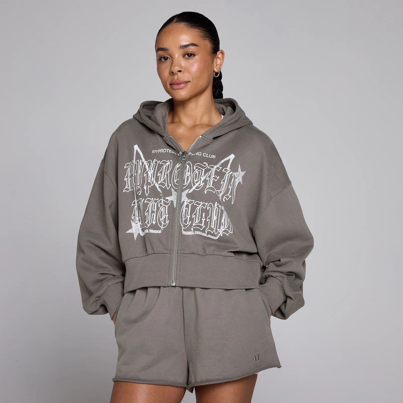 MP Women's Lift Graphic Lightweight Loopback Zip Through Hoodie - Dark Truffle - S Εικόνα 1