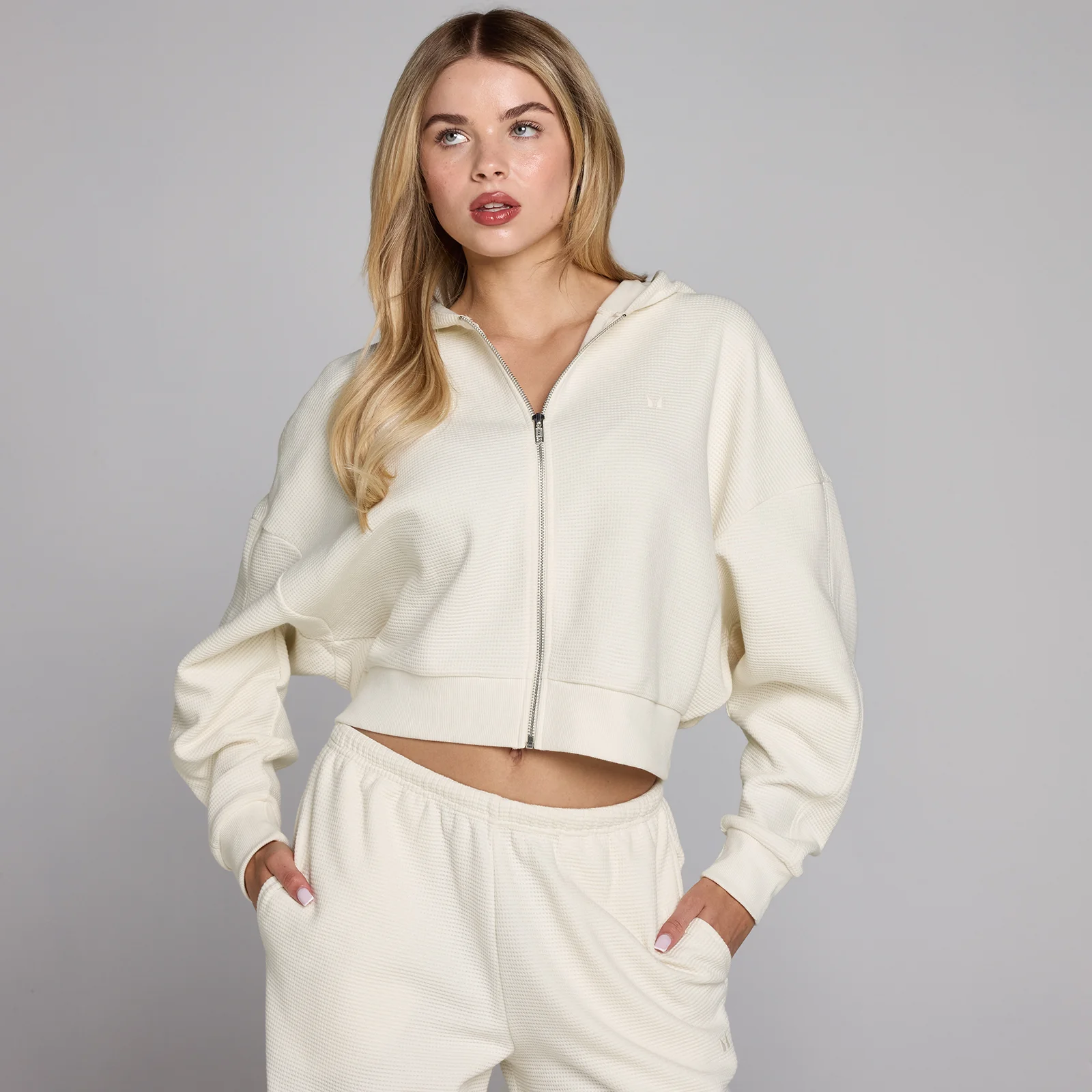 MP Women's Waffle Zip Through Hoodie - Ivory - L Εικόνα 1