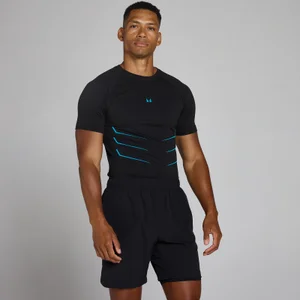 Lift Muscle Fit Αθλητικό Μπλουζάκι Χωρίς Ραφές - Ξεβαμμένο Μαύρο/Power Blue - Size M