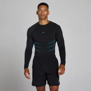 Lift Muscle Fit Seamless Μακρυμάνικη Μπλούζα - Washed Black/Power Blue - Size M