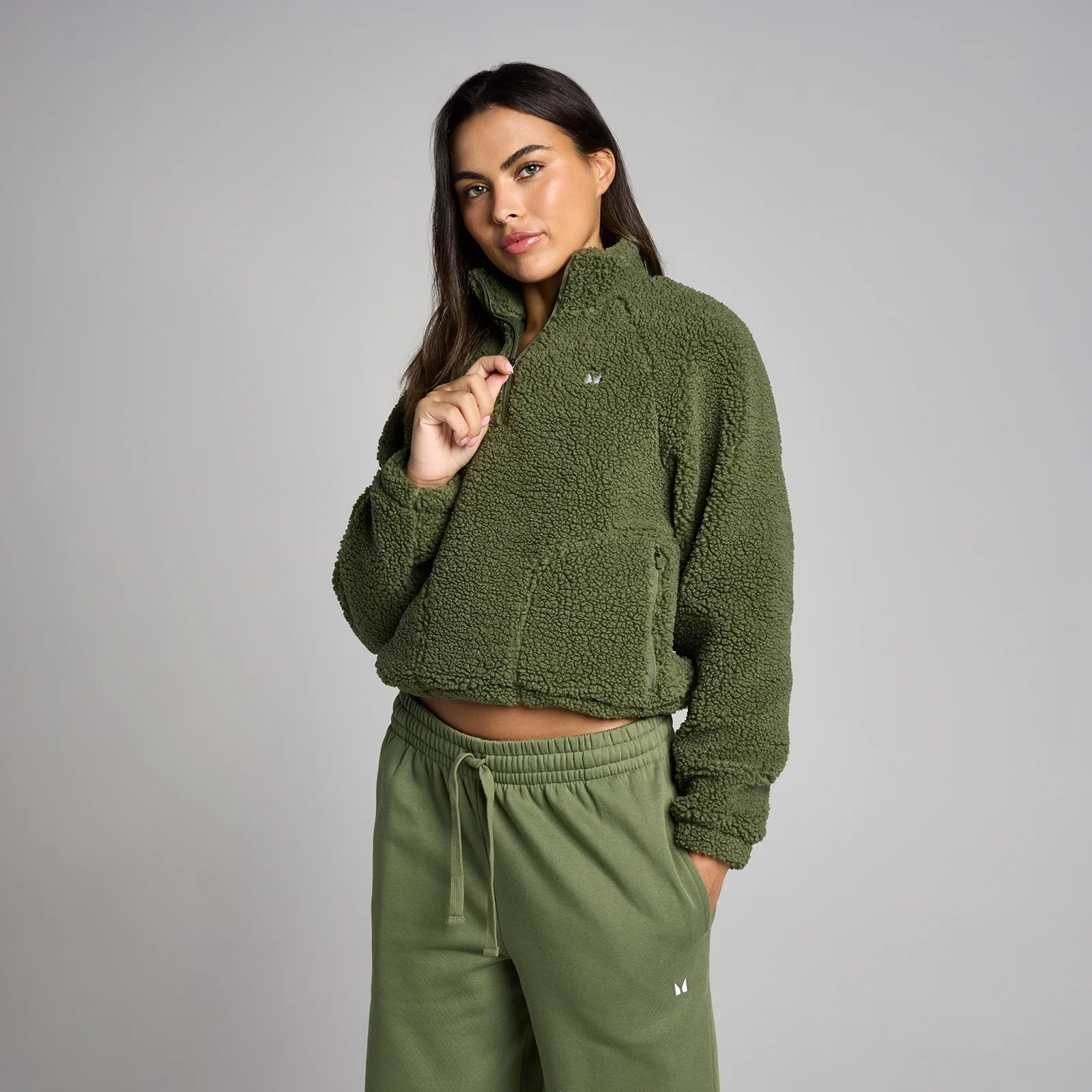 Γυναικείο Κοντό Fleece Borg MP με Φερμουάρ 1/4 - Ξεβαμμένο Λαδί - M Εικόνα 1