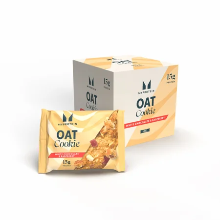Ψημένο μπισκότο πρωτεΐνης - 6 x 65g - White Chocolate and Raspberry (Oat)