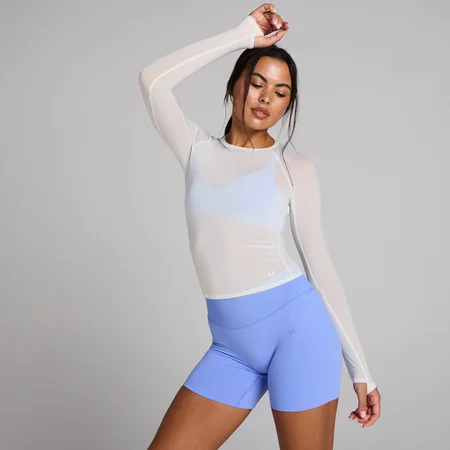 MP Women's Tempo Sheer Ruched Long Sleeve Top - Λευκό
