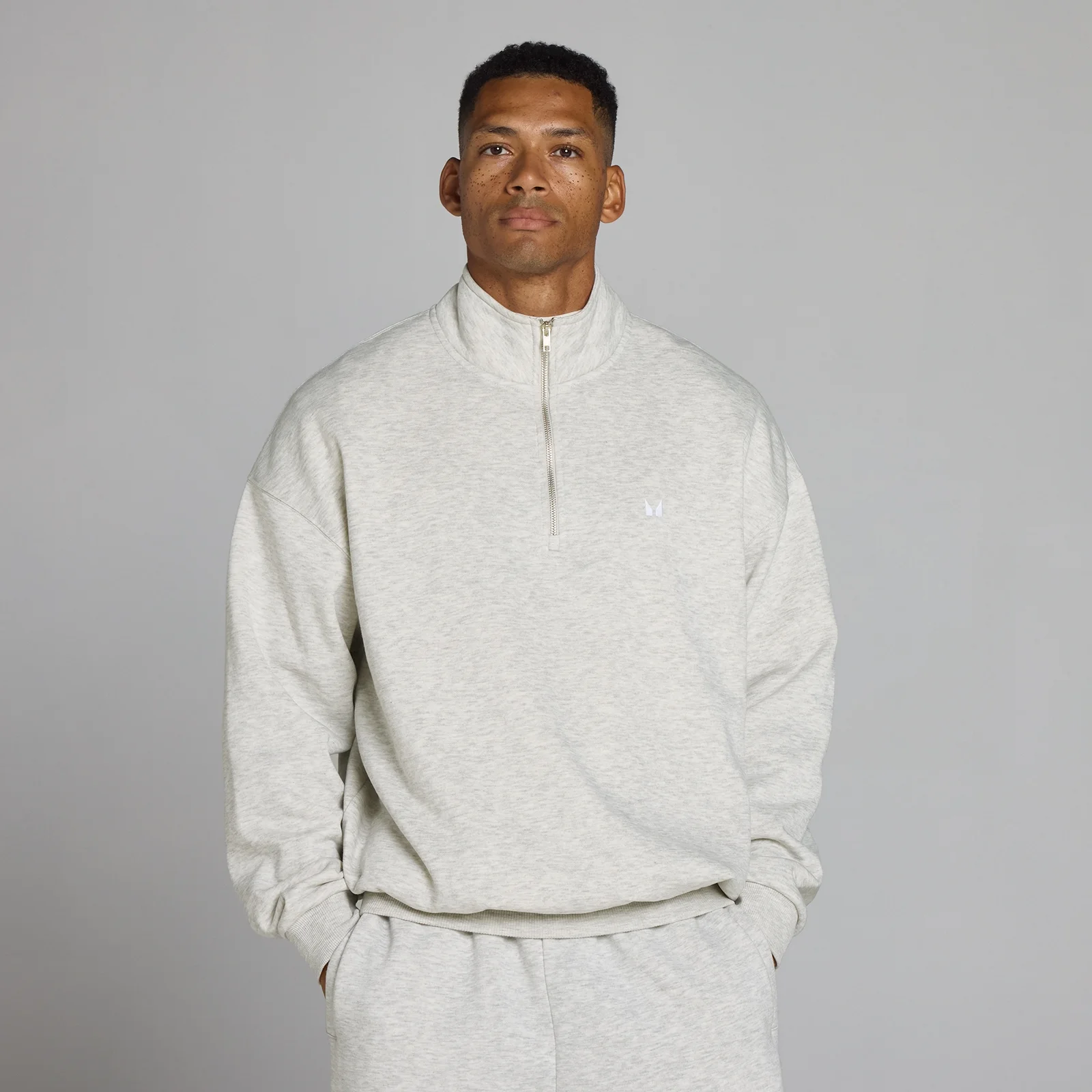 MP Men's Rest Day Oversized 1/4 Zip - Light Grey Marl - M Εικόνα 1