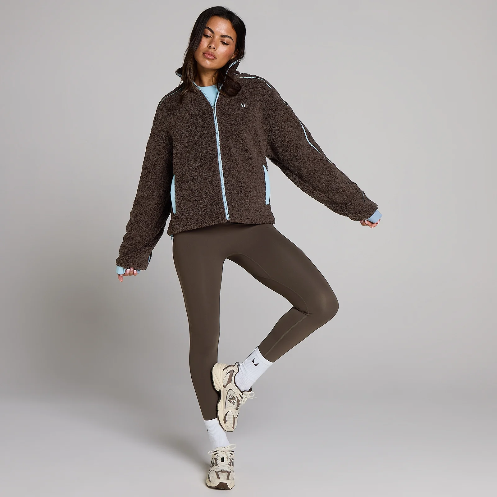 MP Γυναικείο Fleece Jacket με Φερμουάρ και Woven Binding - Σοκολάτα - M Εικόνα 3