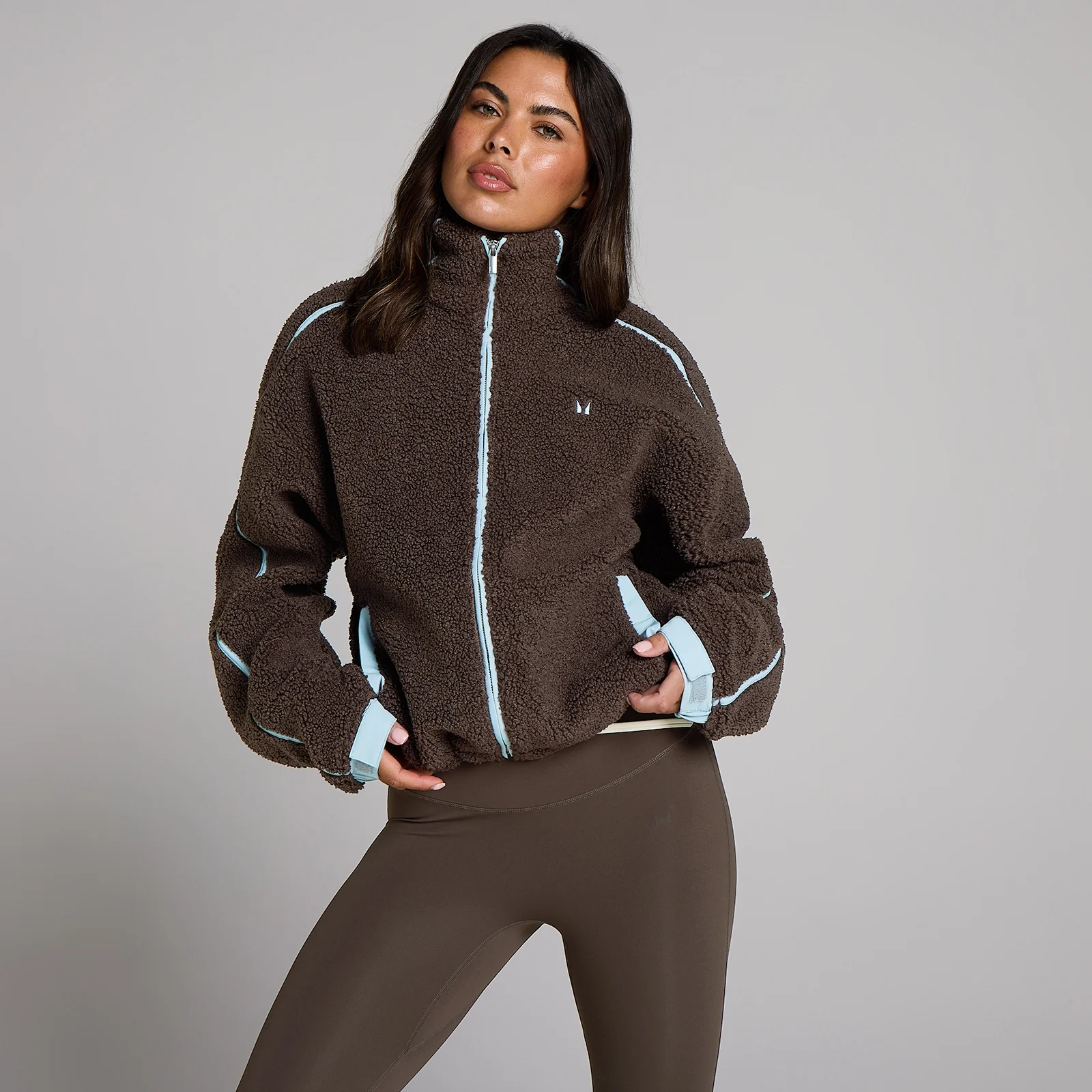 MP Γυναικείο Fleece Jacket με Φερμουάρ και Woven Binding - Σοκολάτα - M Εικόνα 1