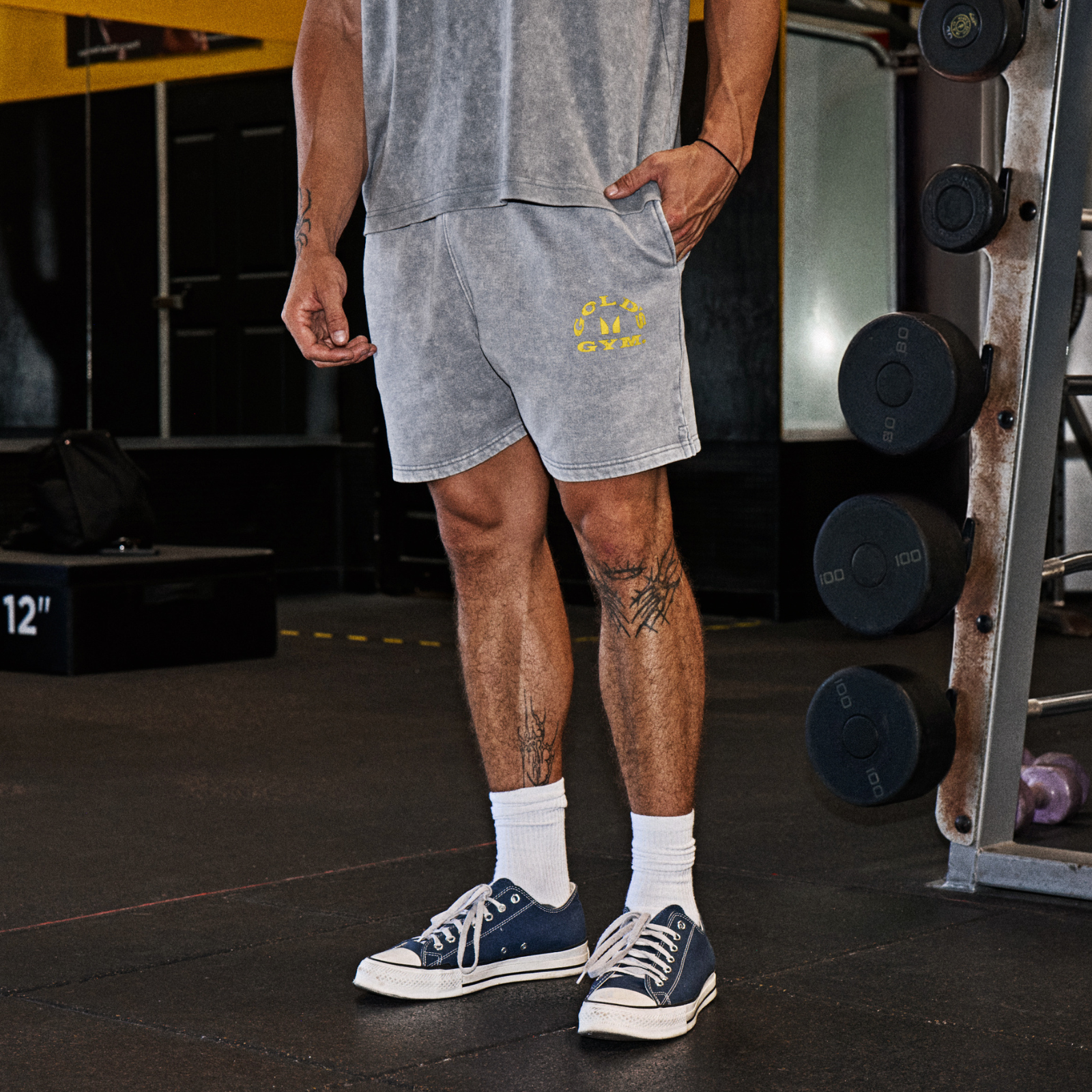 MP X Gold's Ανδρικό Washed Graphic Oversized Sweat Σορτς - Steel Blue - XS Εικόνα 1